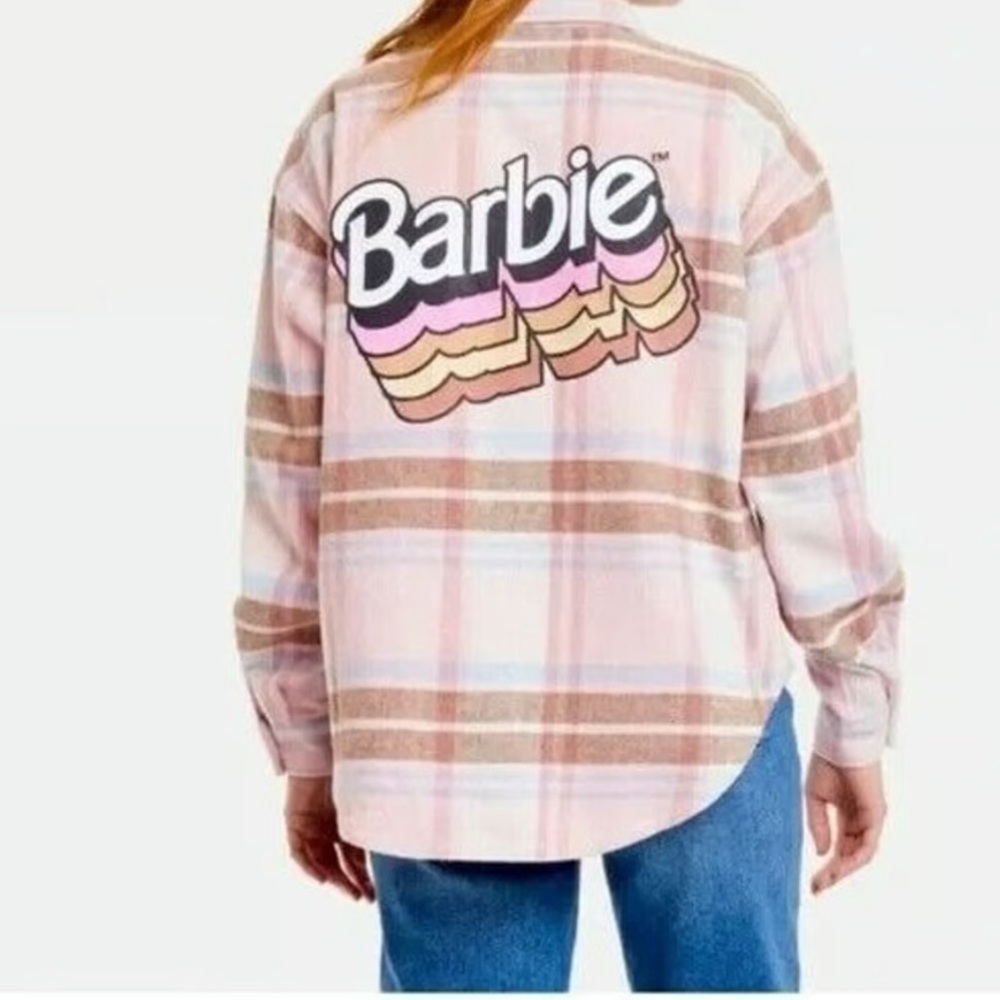 Barbie Plaid Pink Flannel Shacket Size Large